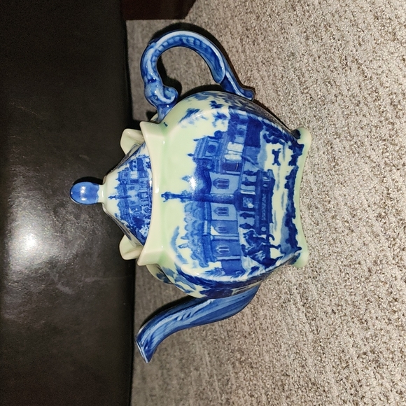 Kitchen Vintage Victoria Ware Ironstone Tea Pot Blue And White Poshmark